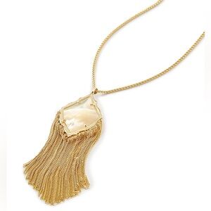 KENDRA SCOTT Kingston Long Gold Necklace w Mother of Pearl Tassel Pendant